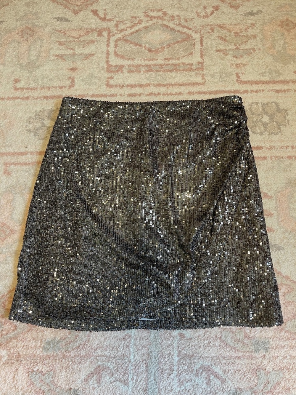 LOFT Silver Sequin Mini Skirt